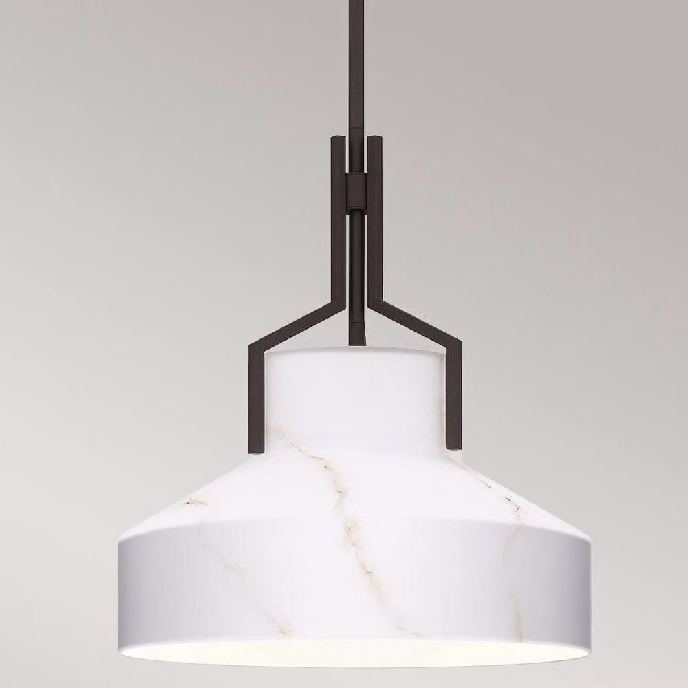 Quoizel Dome Pendant Light in Old Bronze and Brown with Cased Glass Shade, 2x E27 – 4