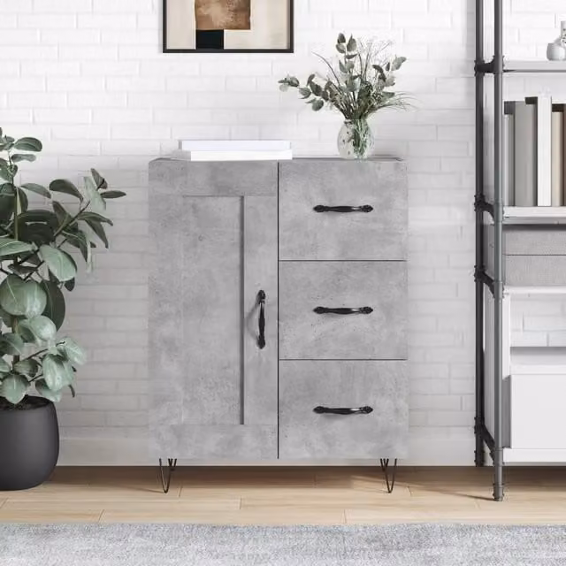 Berkfield Home Sideboard in Concrete Grey, W/D/H: 69.5 x 34 x 90 cm – 1