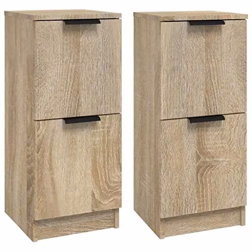 vidaXL Set of 2 Sonoma Oak Sideboards and Bedside Tables in Brown Engineered Wood – 1