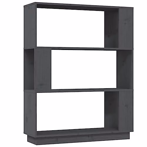 vidaXL Book Cabinet and Room Divider in Grey Solid Pinewood with Rustic Design – 1