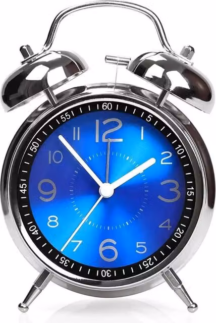 PAWNORA Super Loud Double Bell Alarm Clock in Silver – 1