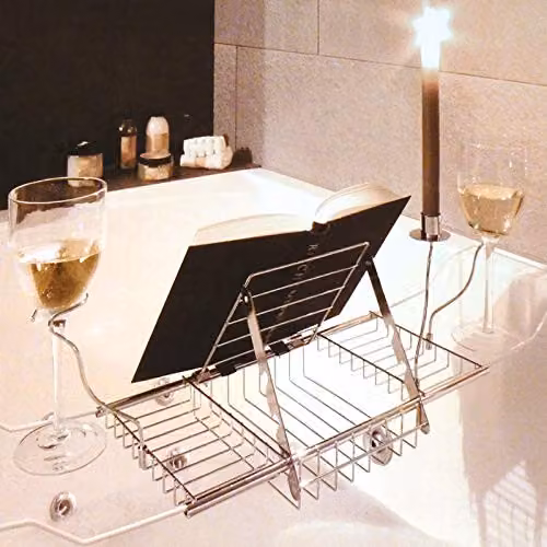 Burwells Expandable Chrome Bath Rack Organiser and Overbath Tidy in Silver Rustproof Metal – 2