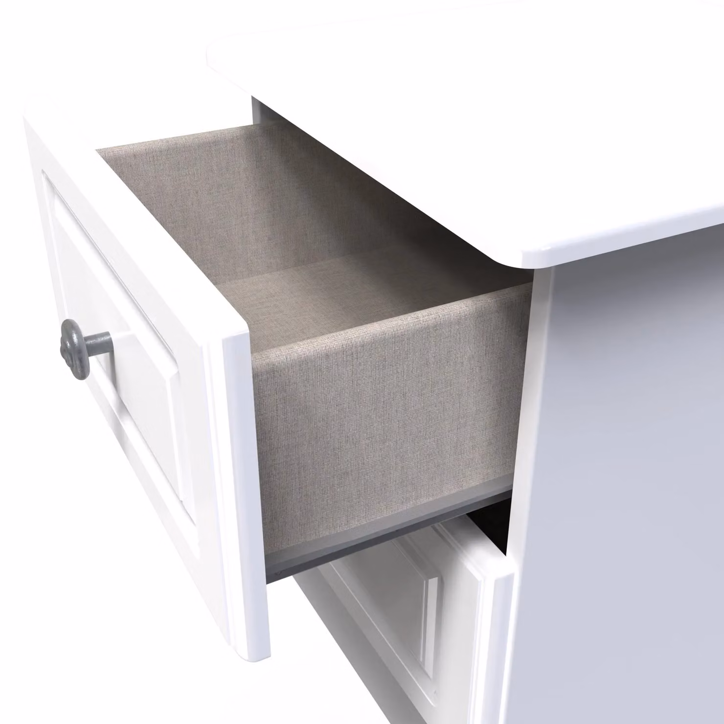 Ready Assembled 2 U Stirling 2 Drawer Bedside Cabinet in White – 2