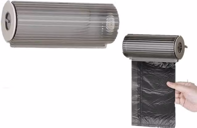 VOGREX 4-Piece Self-Adhesive Wall Mounted Plastic Garbage Bag Holder in Grey