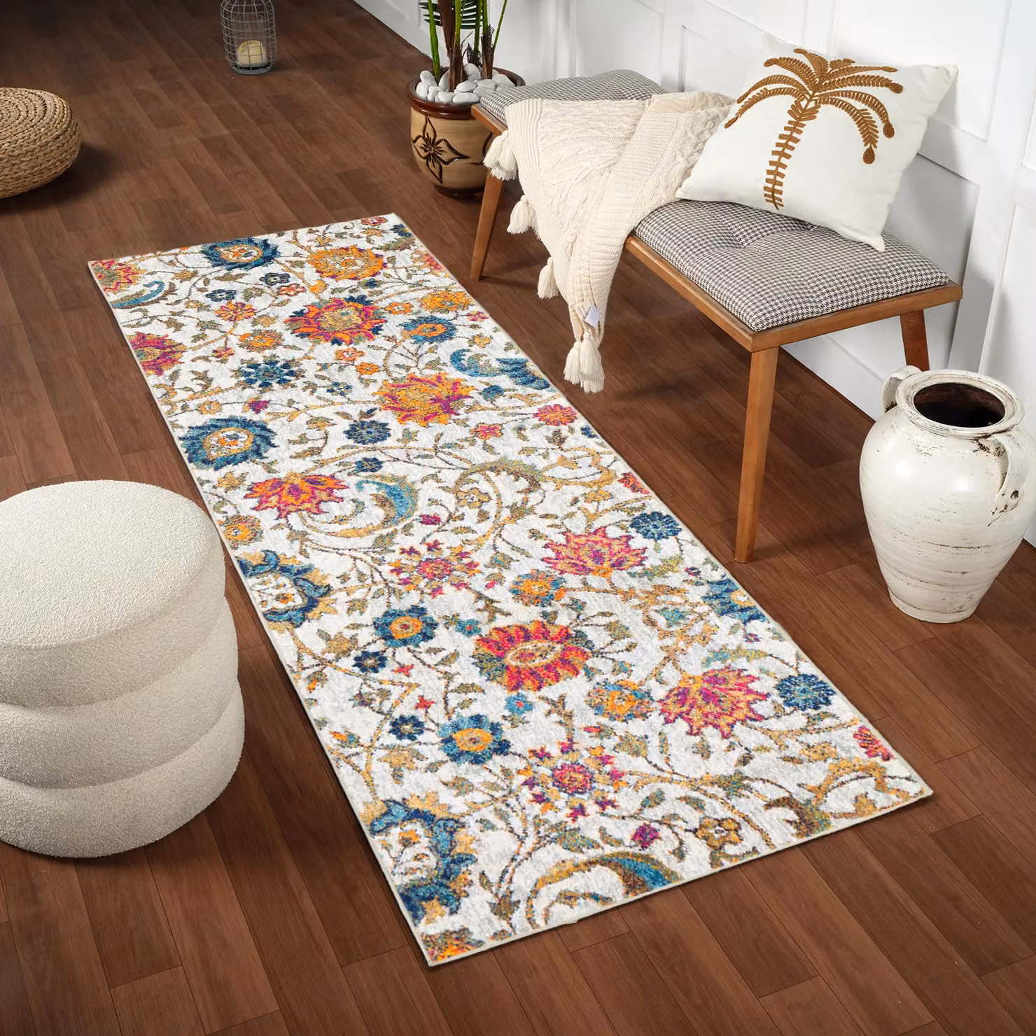 Livabliss Harput Vintage Boho Living Room Rug in Beige, Blue, Orange and Yellow, W: 200 cm, D: 275 cm – 6