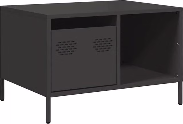Berkfield Home Black Industrial Coffee Table in Matt Metal, W: 68.5 cm, D: 50 cm, H: 43.5 cm – 1