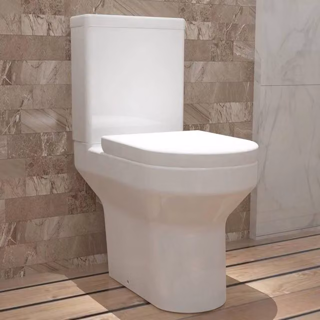 PAWNORA Rimless Close Coupled Ceramic Toilet in White, W/D/H: 37.5 x 43.0 x 83.5 cm – 1