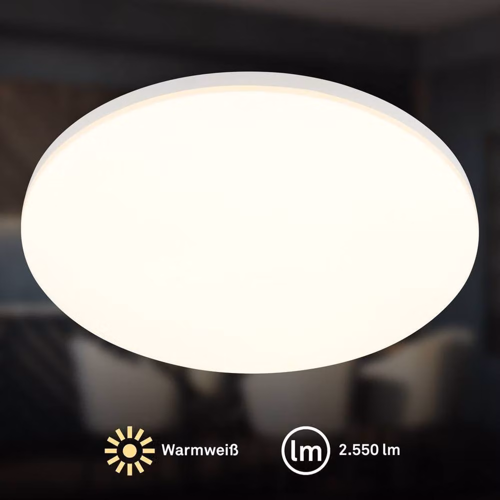Briloner White LED Ceiling Light, 24W, Warm White 3000K, 2550 lm, W/D/H: 36 x 36 x 6.5 cm – 2