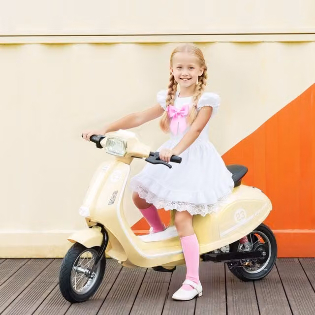 AIYAPLAY 24V Kids Electric Motorbike for Ages 8-12 Years, Beige