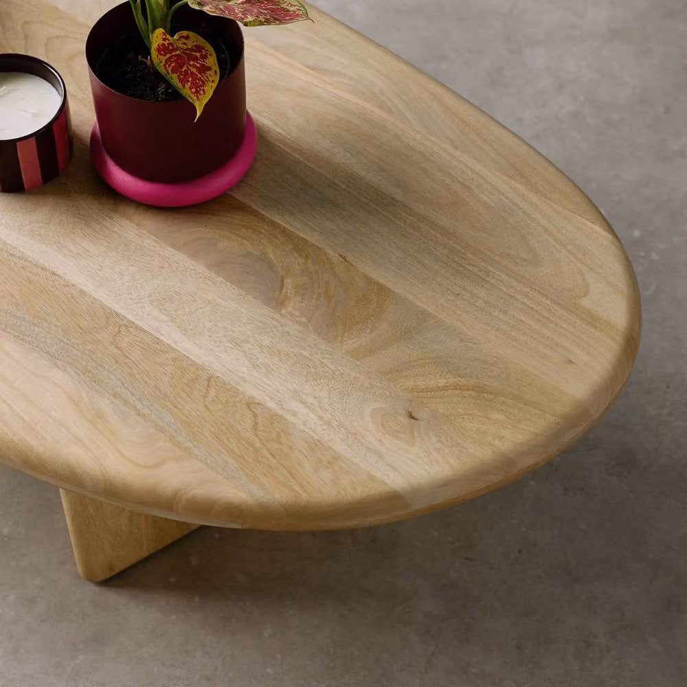 sweeek Oval Mango Wood Coffee Table in Beige, W/D/H: 60.0 x 35.0 x 25.0 cm – 3