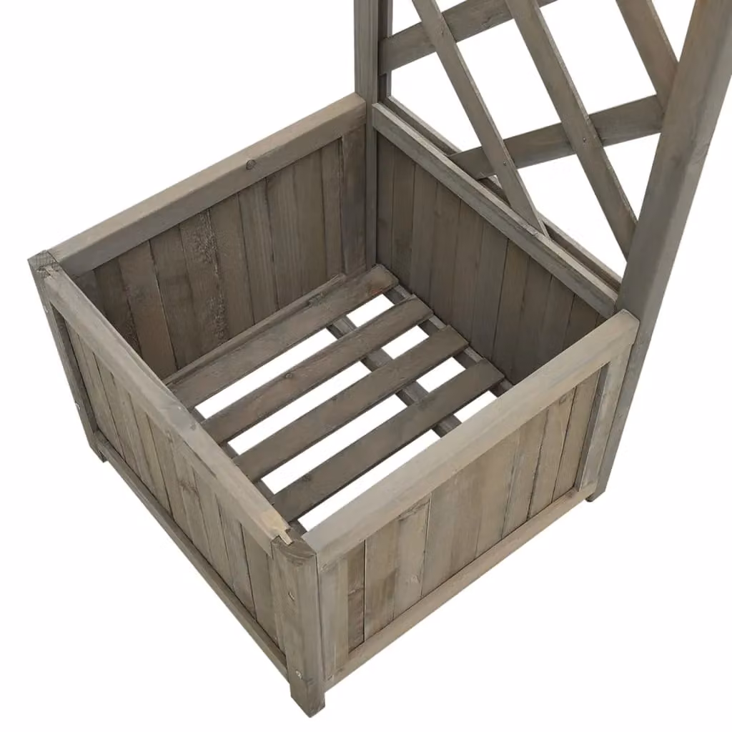 Berkfield Home Garden Curved Grey Solid Firwood Pergola with Planter, W/D/H: 204 x 175 x 40 cm – 2