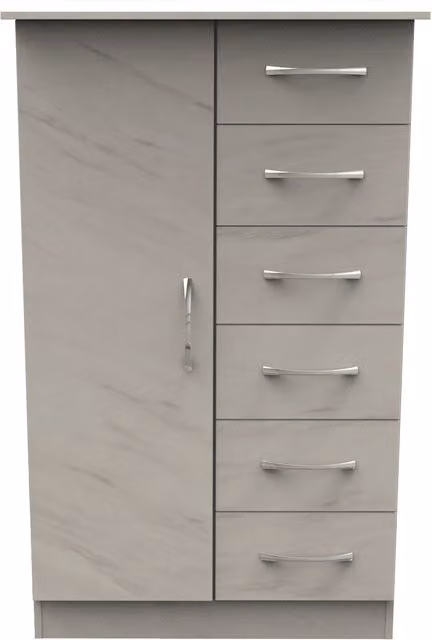2 U Hampshire Ready Assembled Childrens Wardrobe with 1 Door and 5 Drawers in White