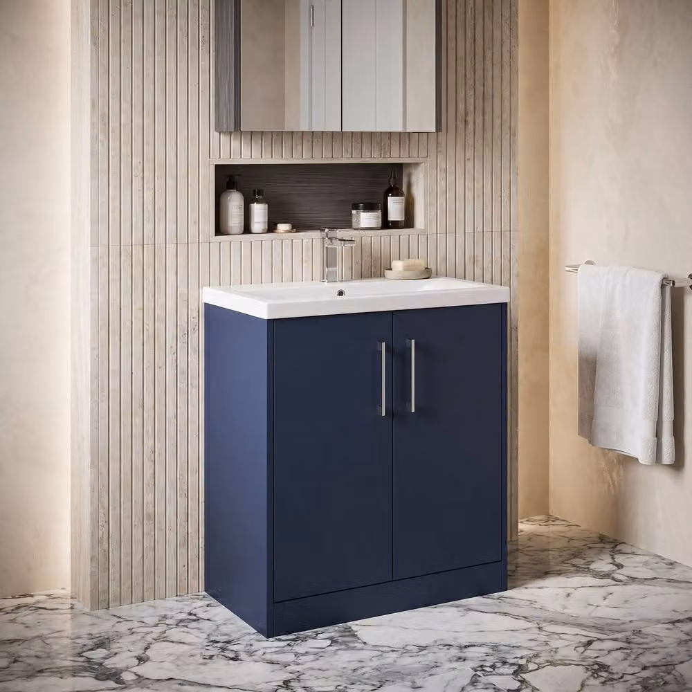 Balterley Winshill Contemporary 2 Door Freestanding Bathroom Vanity Unit, Blue, Width: 80 cm – 2