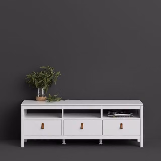 Furniture To Go Barcelona Minimalist White Lacquered MDF TV Unit