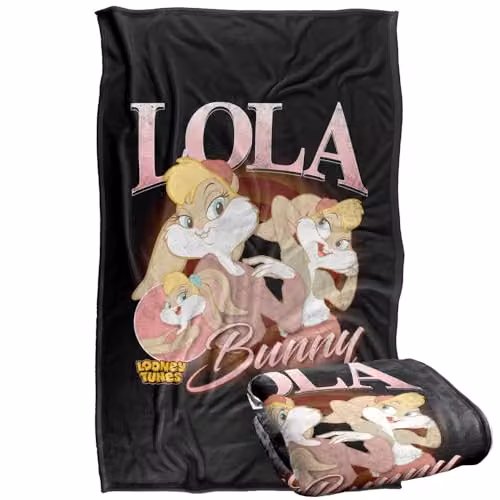 LOGOVISION Looney Tunes Lola Bunny Super Soft Fleece Throw Blanket, Multicolour, W: 91 cm, D: 147 cm