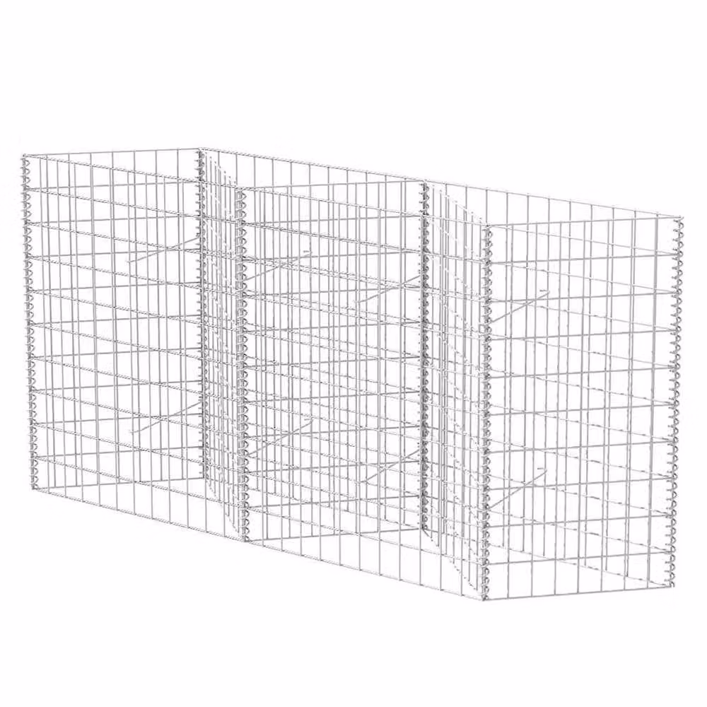 Berkfield Home Durable Galvanised Steel Gabion Basket in Silver, W/D/H: 120 x 30 x 100 cm – 1