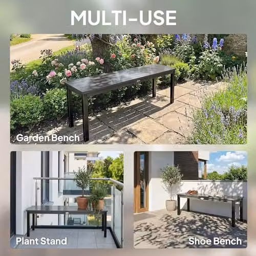 Outsunny Metal Garden Bench 2-Seater in Grey, W/D/H: 130 x 34 x 43 cm – 7