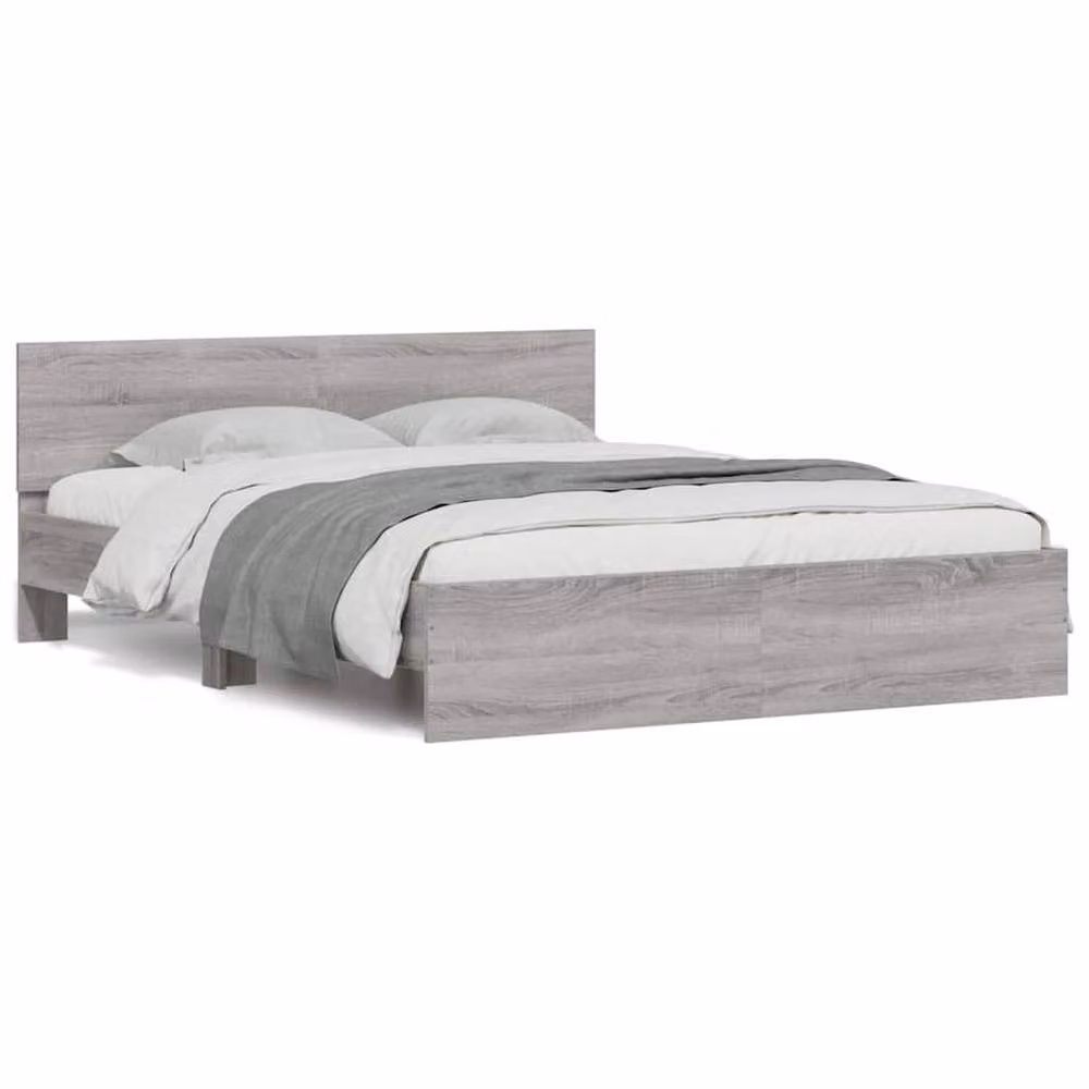 Berkfield Home King Size Bed Frame with Headboard, LED Lighting and USB Charging Port, Grey Sonoma, 150 x 200 cm – 2