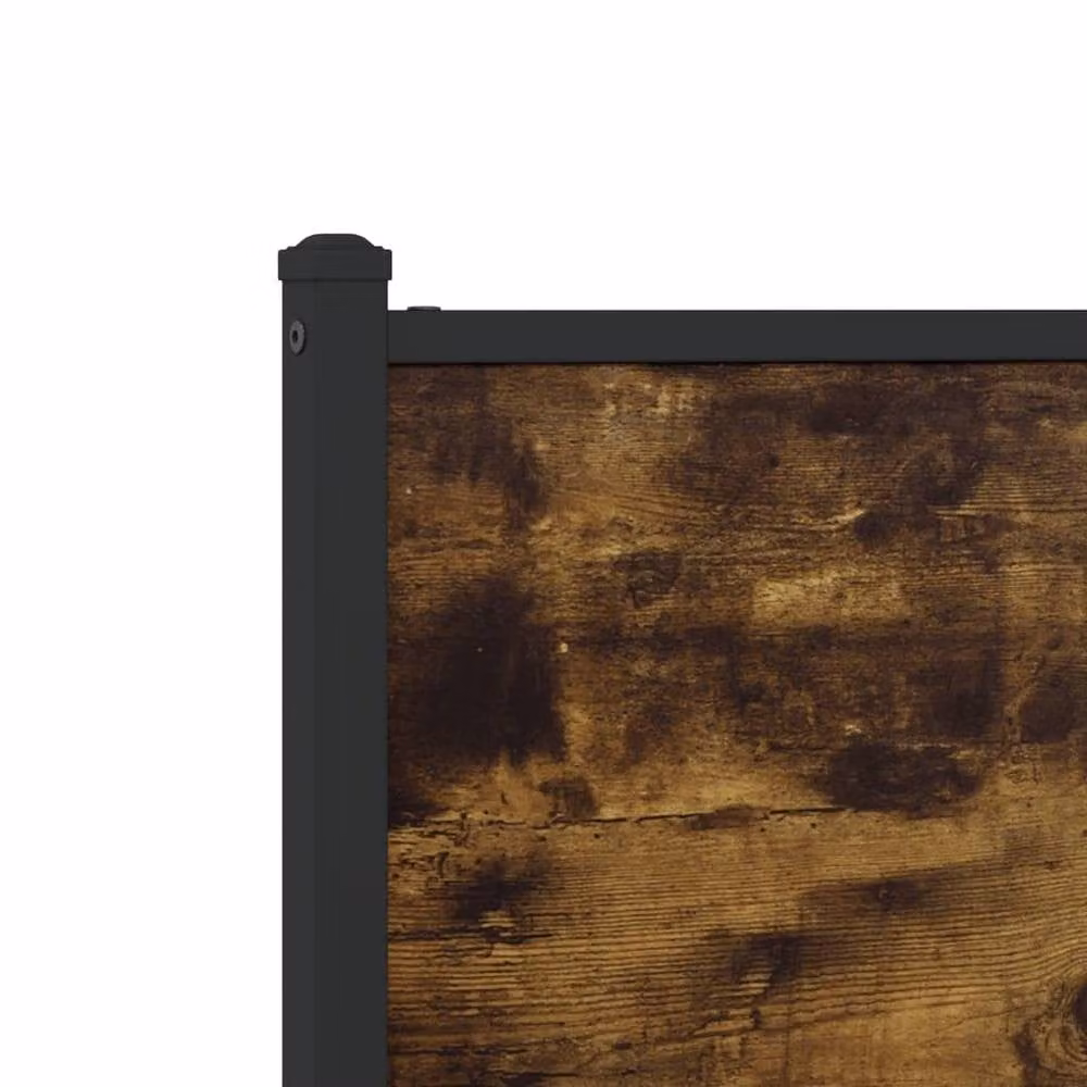Berkfield Home Metal and Wood Bed Frame in Smoked Oak Brown, W/D/H: 100 x 200 cm – 5