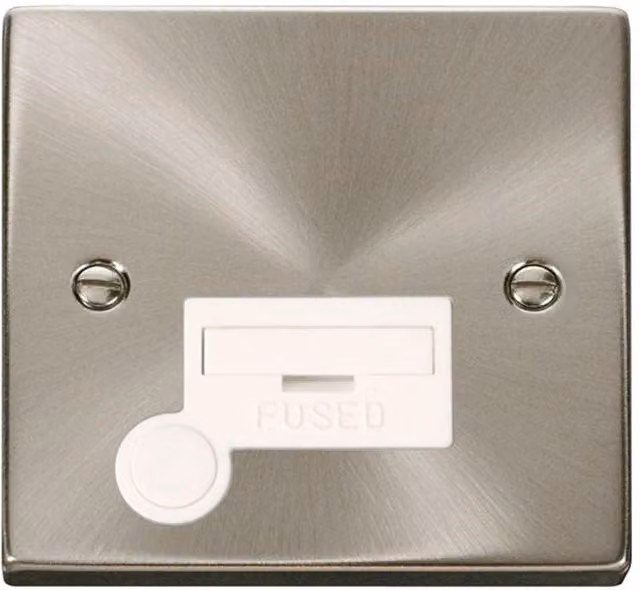 SE Home 13A Fused Connection Unit with Flex in Satin Brushed Chrome and Metallic Silver