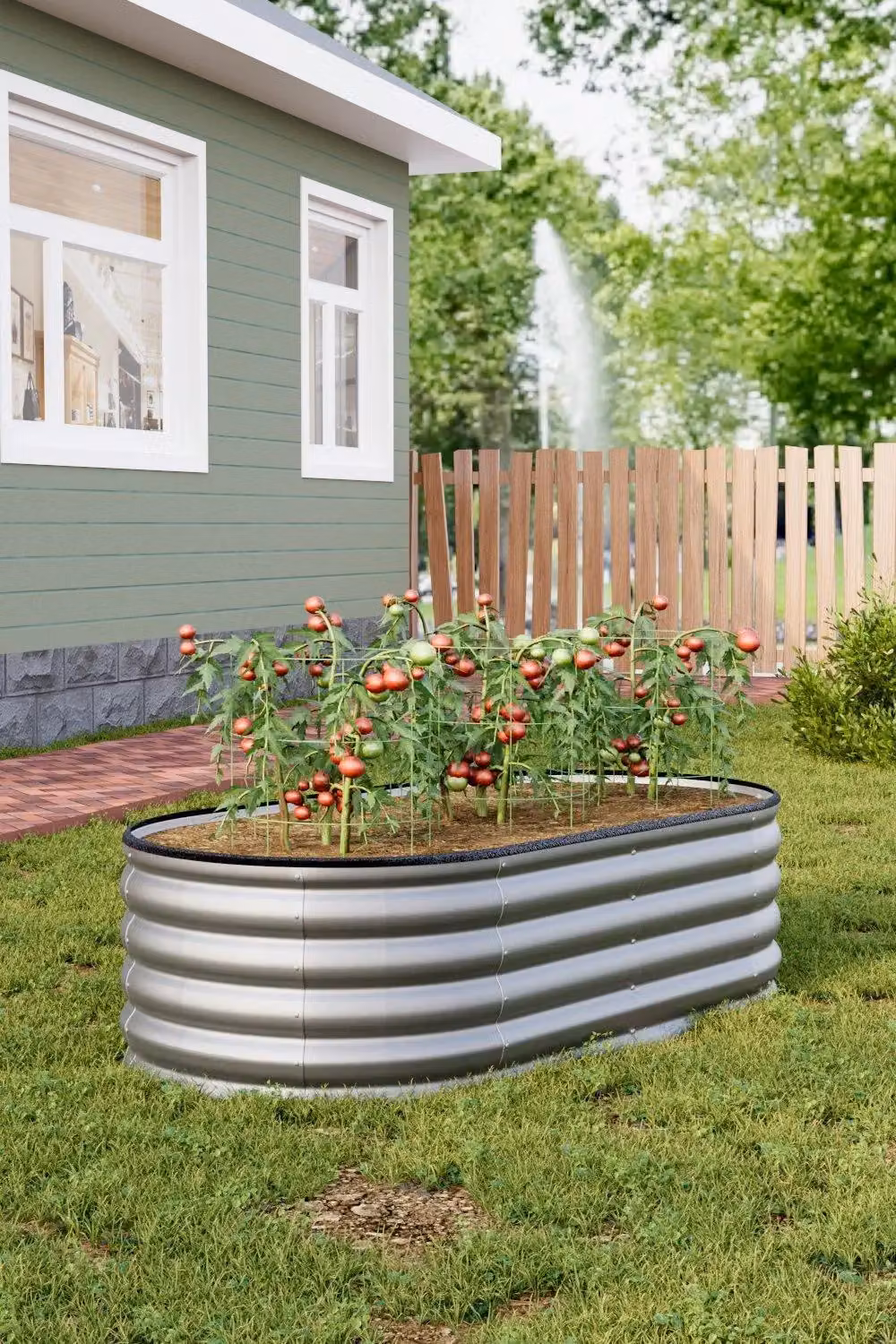 H&O Direct Silver Galvanised Steel Raised Garden Bed W: 160 cm, D: 80 cm, H: 42 cm – 2