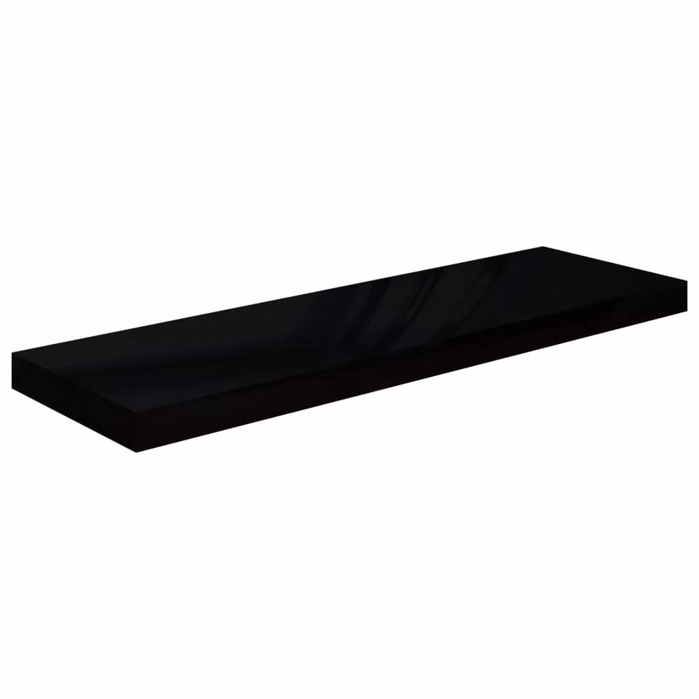Berkfield Home Set of 4 Durable Floating Wall Shelves in High Gloss Black, W: 80 cm, D: 23.5 cm, H: 3.8 cm – 4