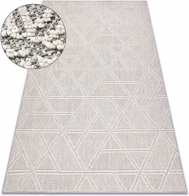 RugsX Grey Geometric Minimalist Flat Weave Rug, W: 160 cm, L: 220 cm