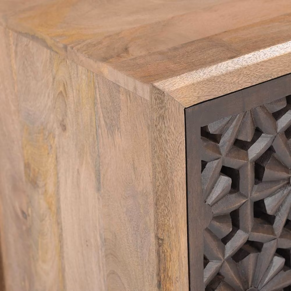 FurnitureboxUK Rainier Square Walnut and Mango Wood 1 Door Decorative Side Table in Brown – 3