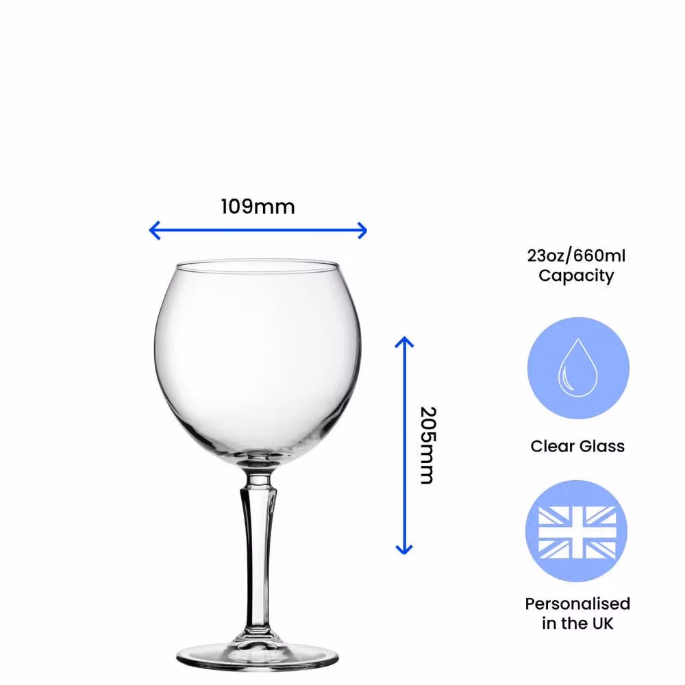 Uniqueful Personalised Hudson 23oz Gin Balloon Cocktail Glass in Clear – 2