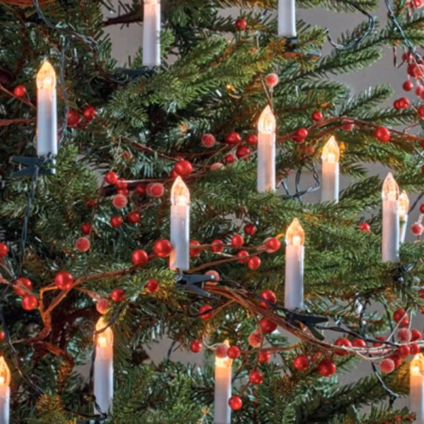 Samuel Alexander Set of 30 Cream LED Christmas Tree Taper Candles with Timer and Flicker Effect – 2