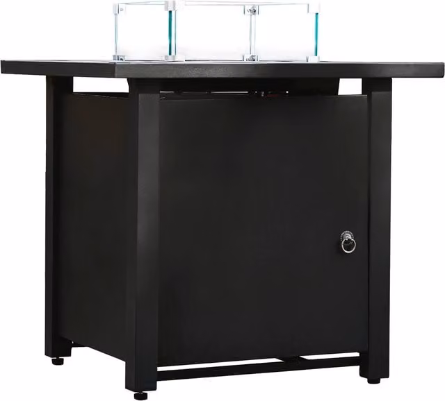 Teamson Home 2-in-1 Gas Fire Pit Table Heater with Lava Rocks in Grey and Black