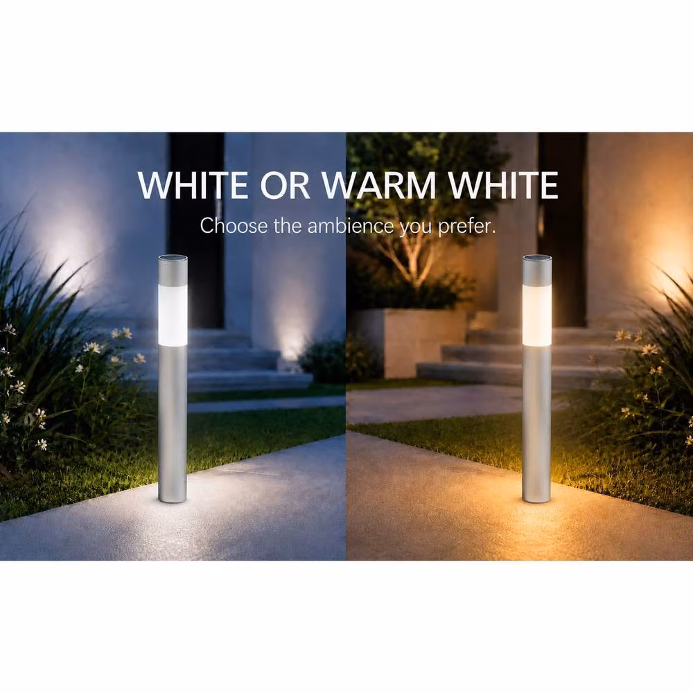GWSOLAR 2 Pack Solar Garden Lights in Silver with Switchable White and Warm Light, Height: 70 cm – 6
