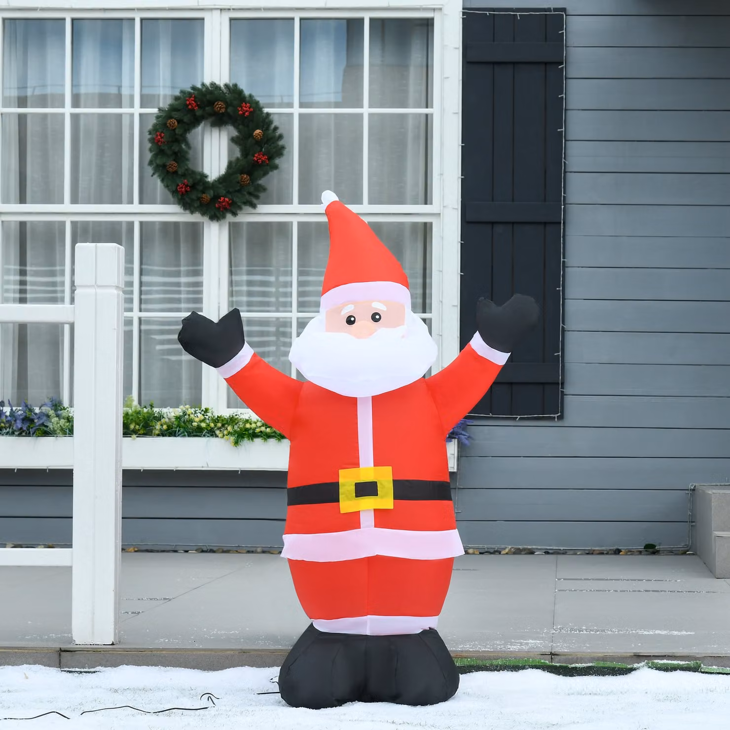 HOMCOM Inflatable Santa Claus Christmas Decoration, Red and White, Height: 120 cm – 2