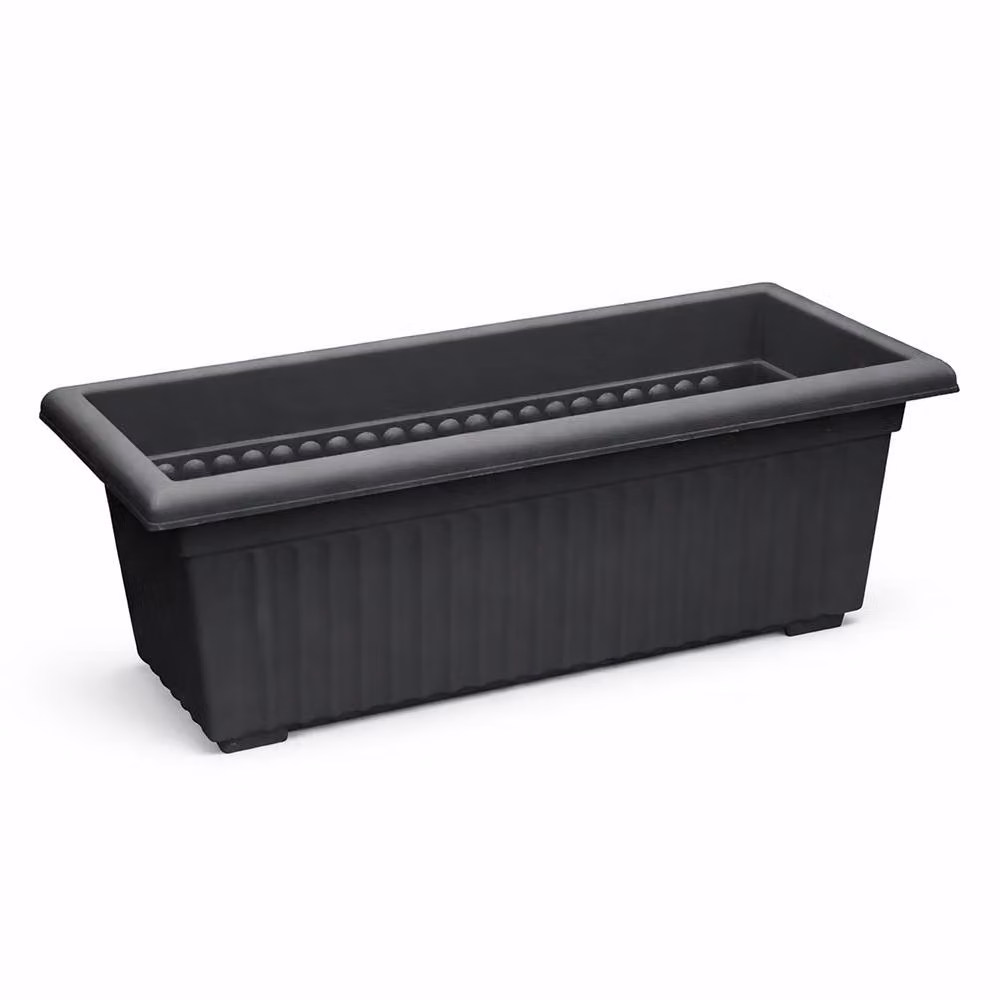Simpa Grecian Style Pillar Plastic Trough Planters, Set of 2, Black, 70 cm – 2
