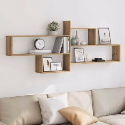 vidaXL Modern Floating Wall Shelf in Artisan Oak Brown Engineered Wood – 2