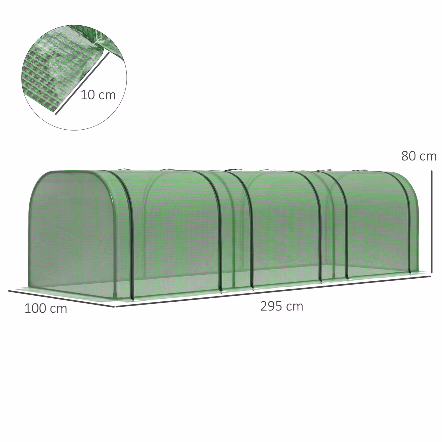 Outsunny Green PE Tunnel Greenhouse with Steel Frame, W/D/H: 295 x 100 x 80 cm – 3