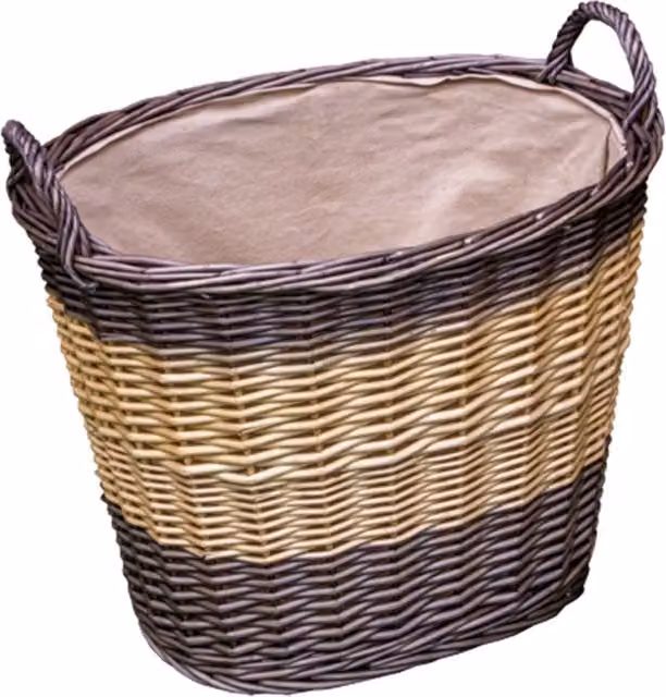Red Hamper Wicker Basket with Handles in Brown and White