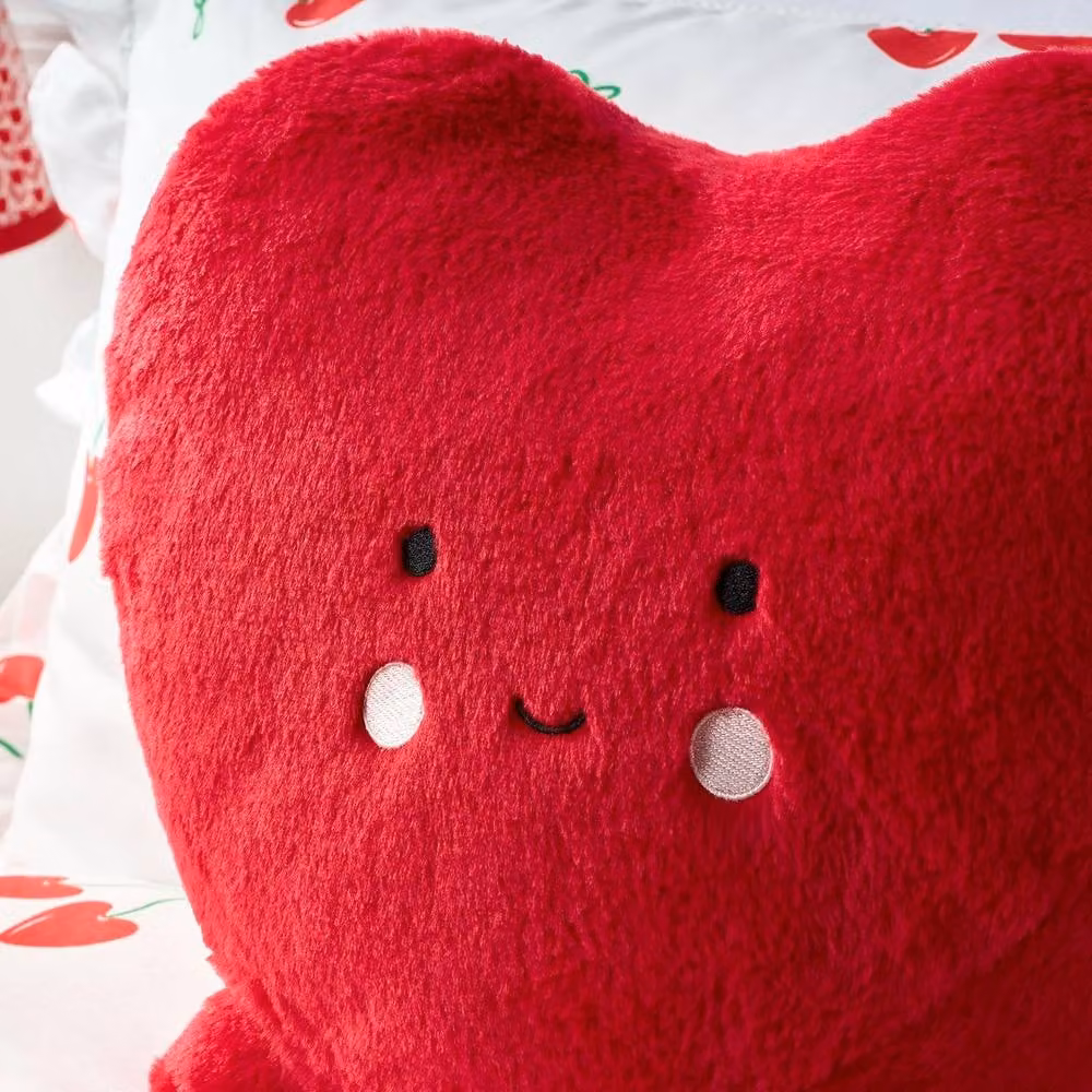 OHS Red Teddy Fleece Heart Shaped Cushion, W/D/H: 35 x 31 x 61 cm – 5