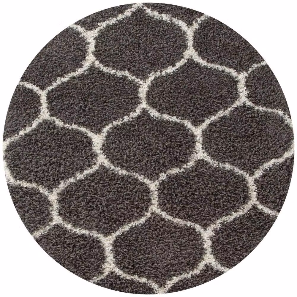 THE RUGS Moroccan Shaggy Area Rug in Dark Grey and White, W: 80 cm, L: 300 cm – 8