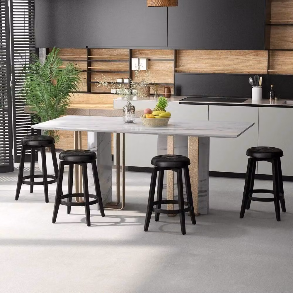 VOGREX Upholstered Counter Height Bar Stool in Black – 5