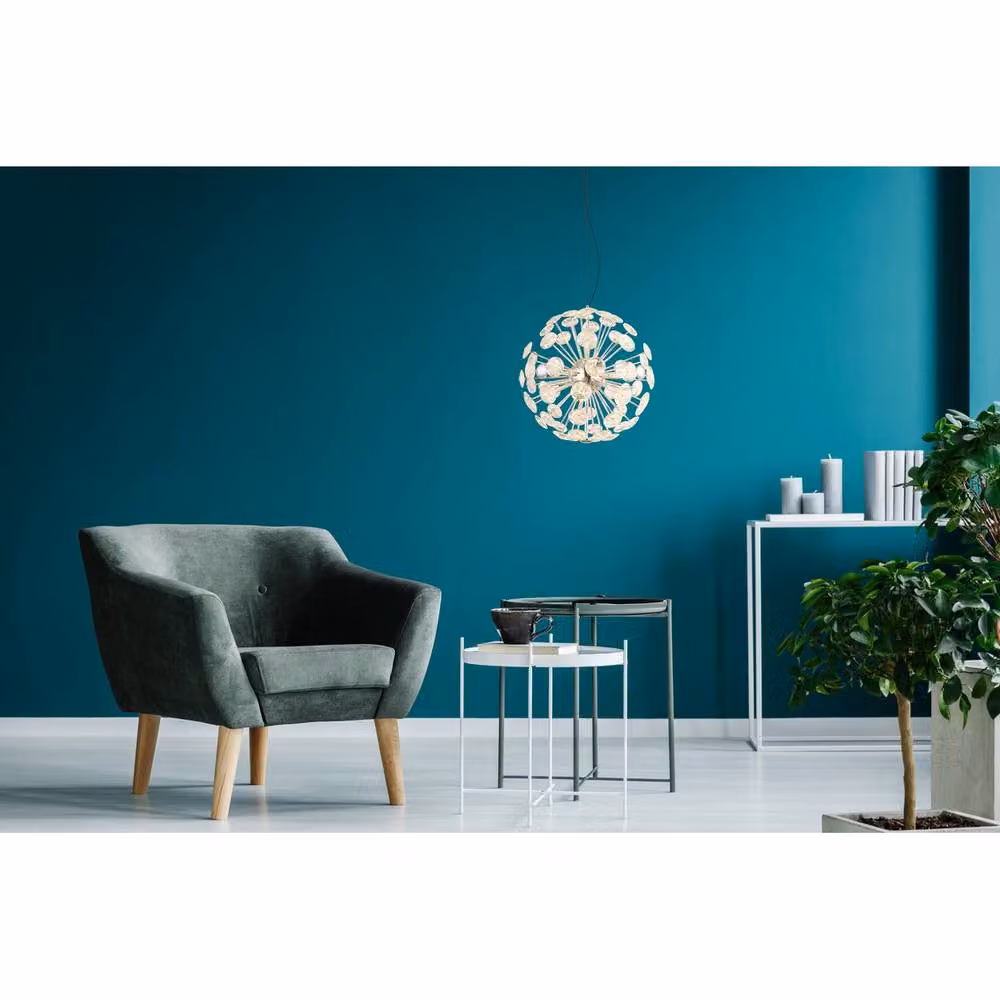 Netlighting Virina LED Pendant Light in Chrome and Grey with Crystal Details, Height: 150 cm – 5