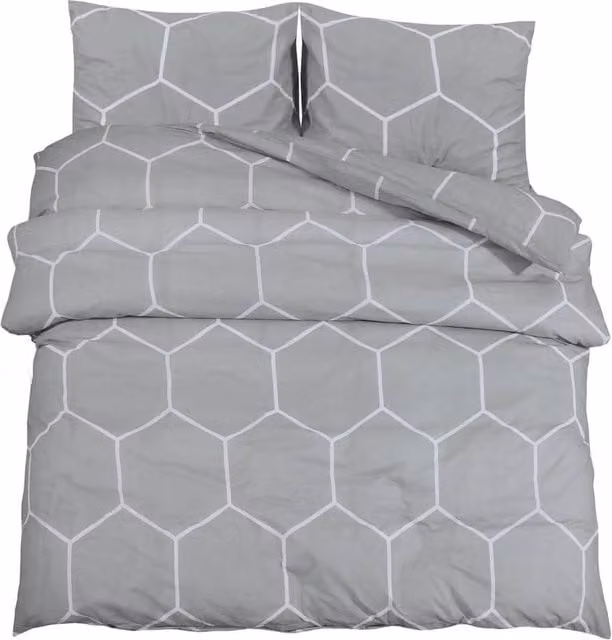 Berkfield Home Grey Cotton Duvet Cover and Pillowcase Set, W: 135 cm, L: 200 cm