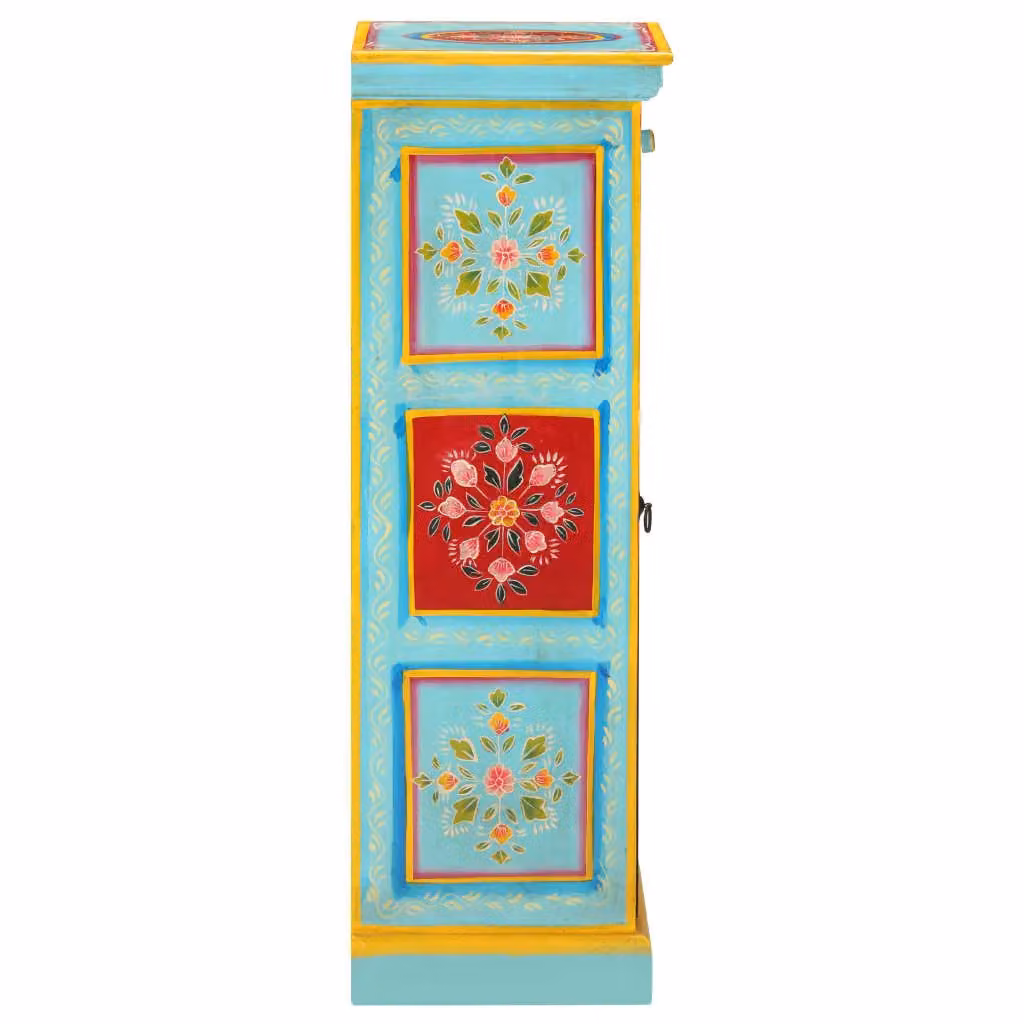 Berkfield Home Hand Painted Multicolour Floral Highboard in Solid Mango Wood, W/D/H: 40 x 30 x 90 cm – 3