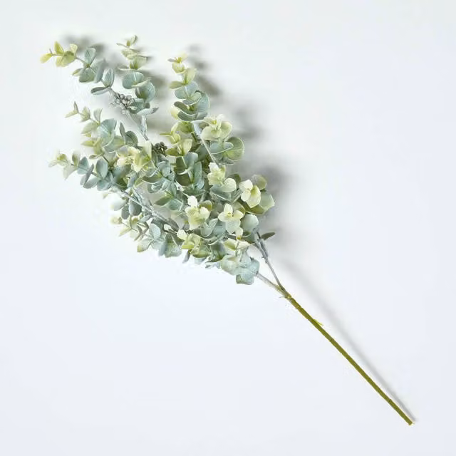 Homescapes Eucalyptus Spray Single Stem, Green and White, 68 cm
