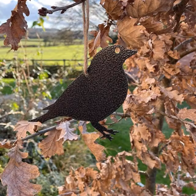Poppyforge Hanging Metal Bird Garden Art, Pack of 3, Black, W: 20 cm, H: 13 cm
