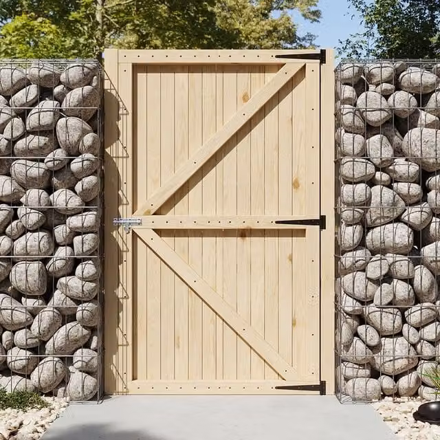 Livingandhome Yellow Wooden Swing Garden Gate, Height: 105 cm