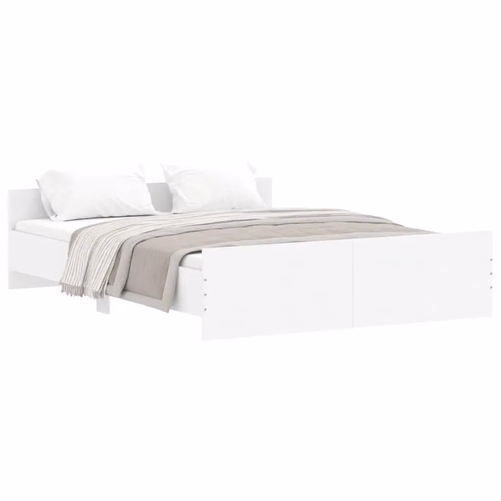 Berkfield Home Bed Frame with Headboard and Footboard in White, W/D/H: 160 x 200 cm – 2