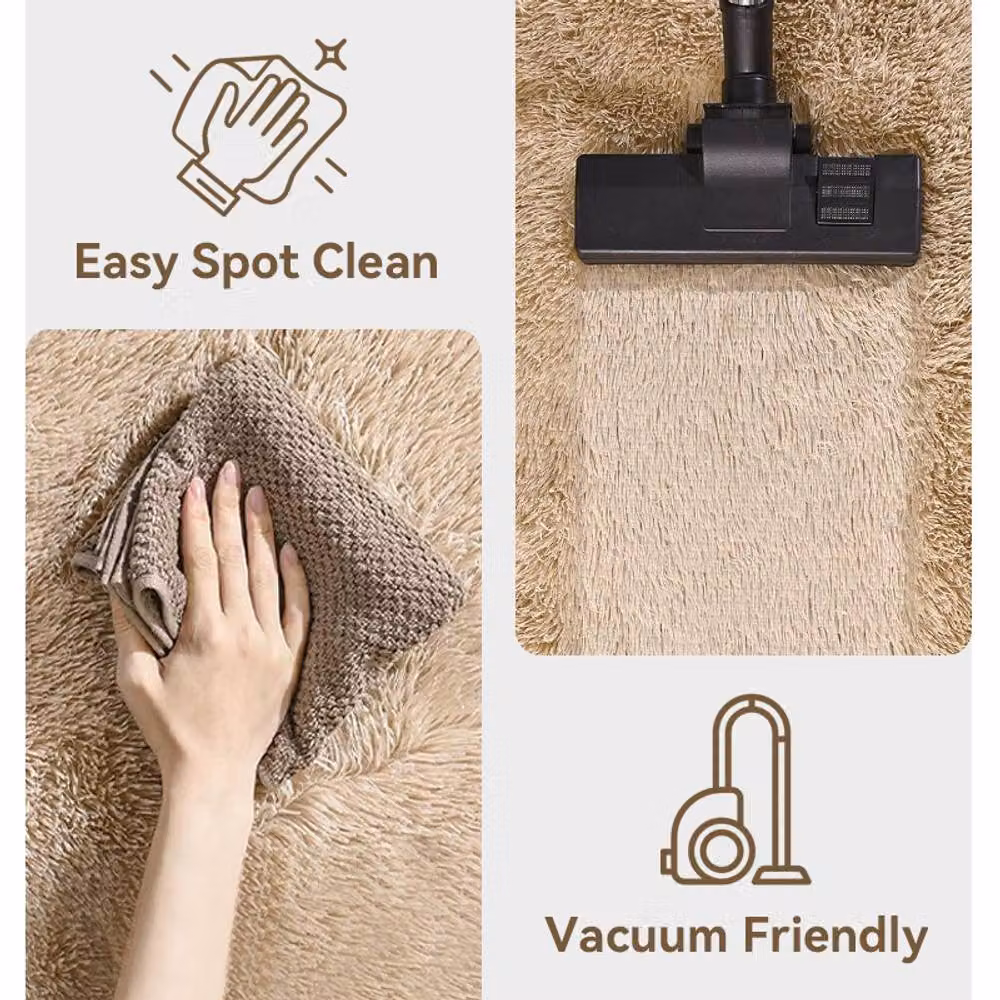 MCC Direct Faux Fur Rectangle Shaggy Area Rug in Beige, W: 240 cm, D: 340 cm – 3