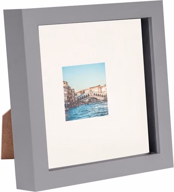 Nicola Spring Single Square 3D Box Photo Frame in Grey and Yellow, W/D/H: 15.24 x 15.24 x 15.24 cm