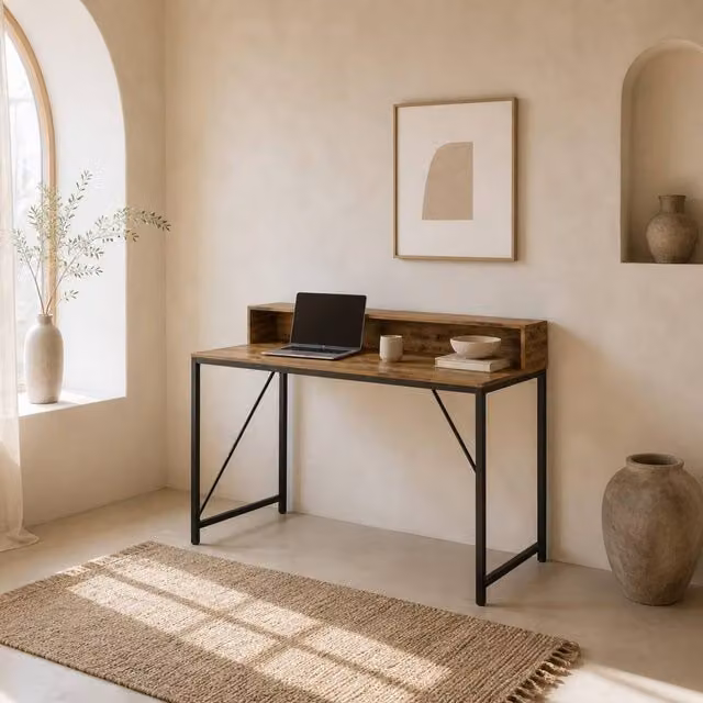 Wyld Haus Hanive Gaming Desk in Rustic Brown